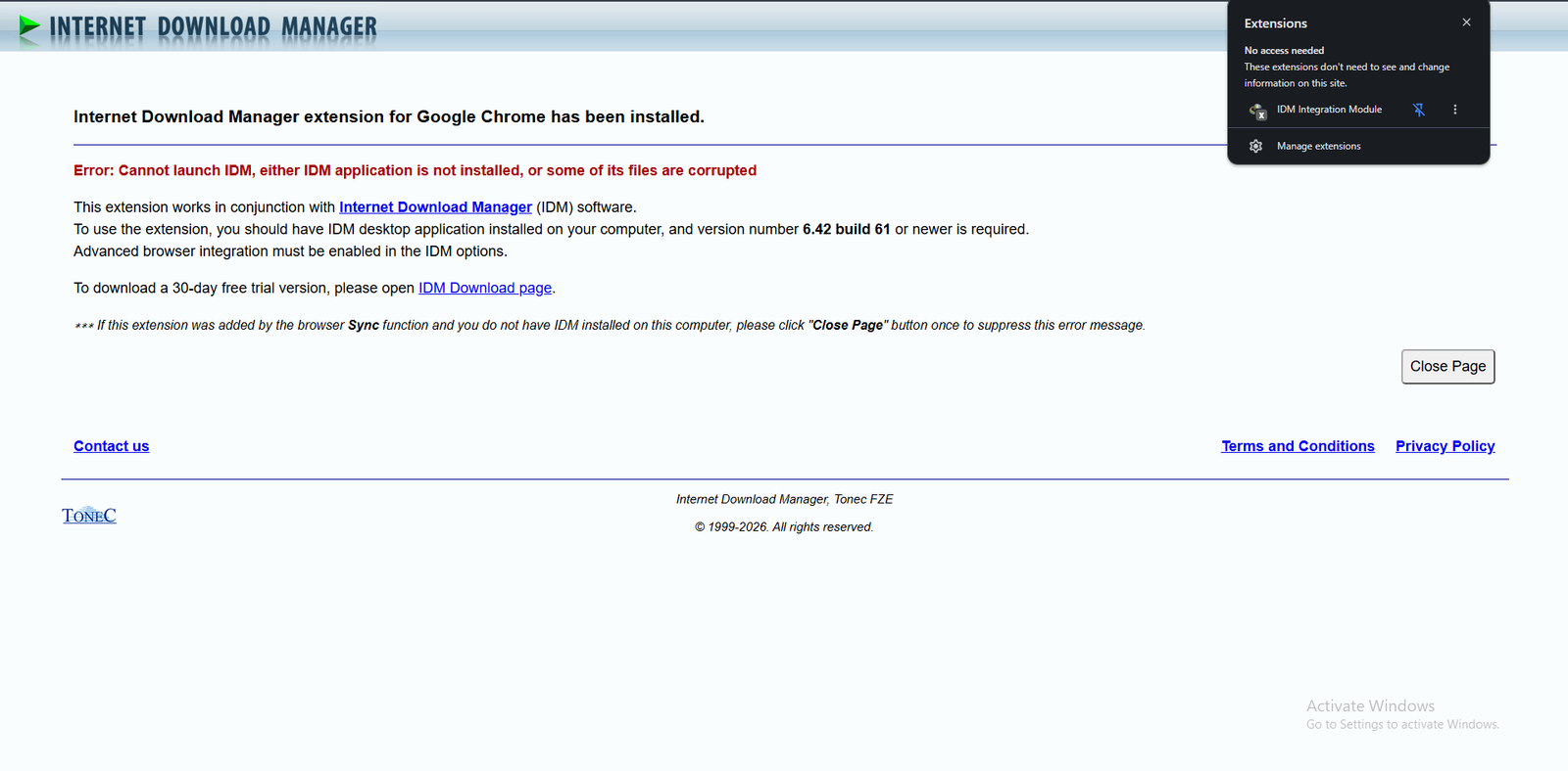 IDM Integration Module Install In Chrome Web Store screenshot